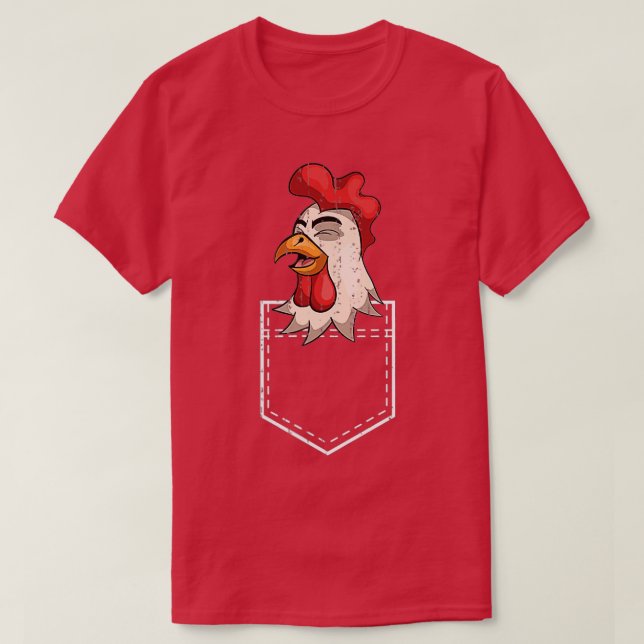 Pocket Rooster Farm Animal Bird Lover Bauer Chick T-Shirt (Design vorne)