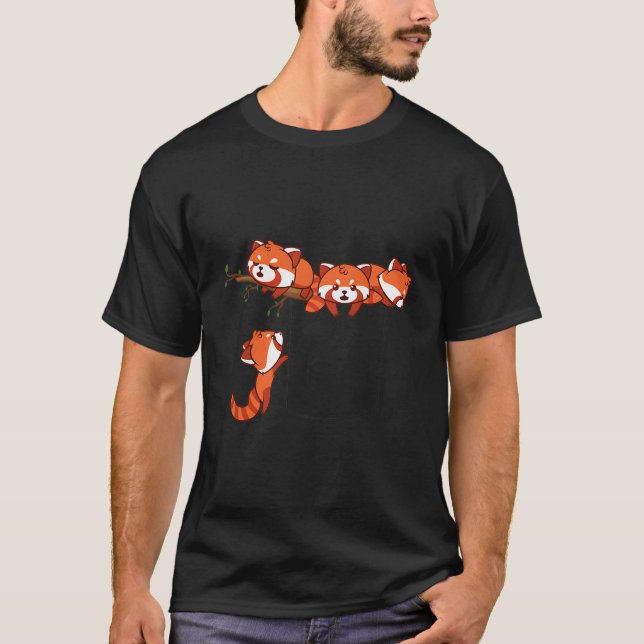 Pocket-Serie Roter Panda Spielender Bär T-Shirt (Vorderseite)