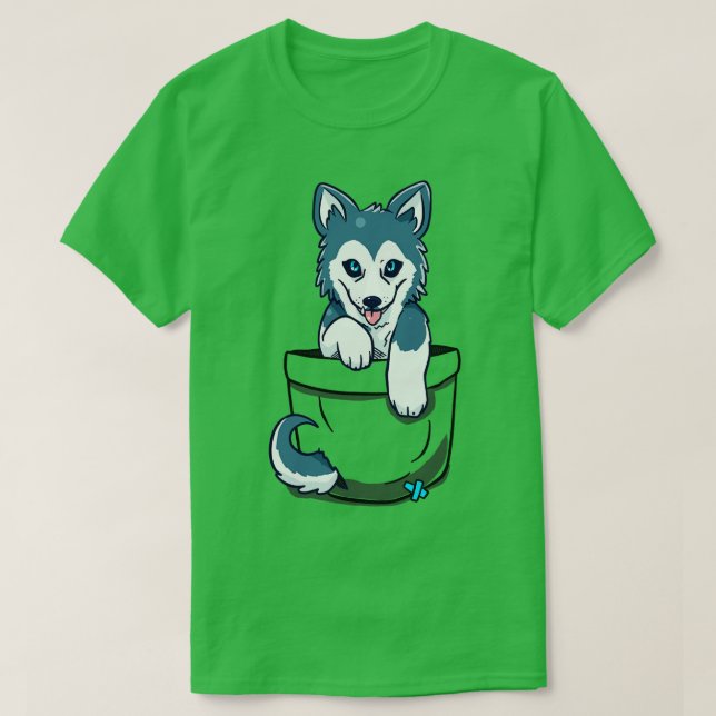 Pocket Siberian Husky  T-Shirt (Design vorne)