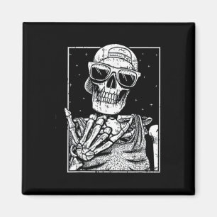Pocket Skeleton Rockhand Halloween Cool Music Rock Magnet