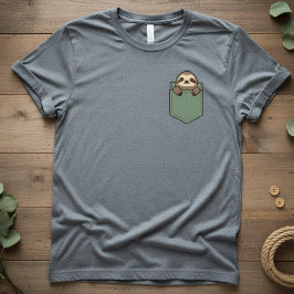 Pocket Sloth — Cute Pocket TDesign, Minimal Sloth T-Shirt