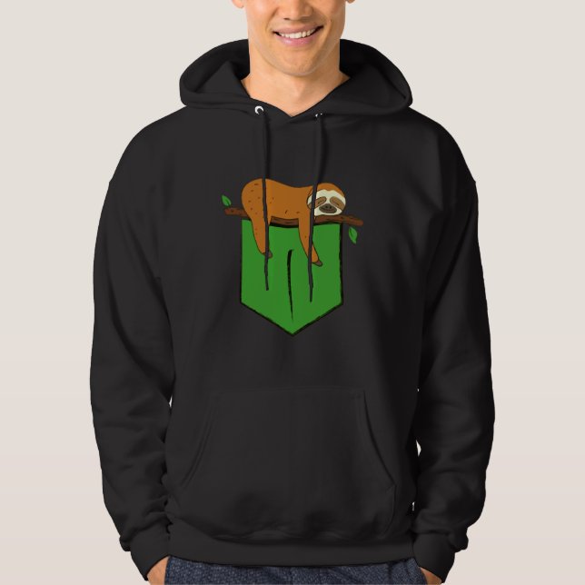 Pocket Sloth Green Pocket Lazy Sloth Hoodie (Vorderseite)