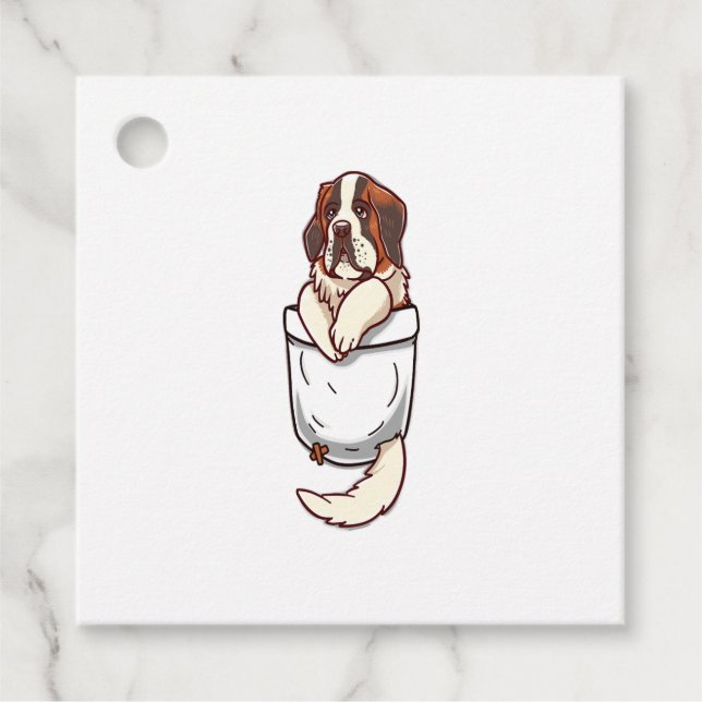 Pocket St Bernard Puppy Geschenkanhänger (Vorderseite)