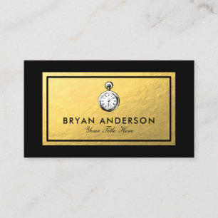 Pocket Watch - Imitate Gold Foil Business Card Visitenkarte