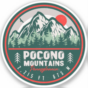 Pocono Berge PA Retro Sunset Souvenirs Aufkleber