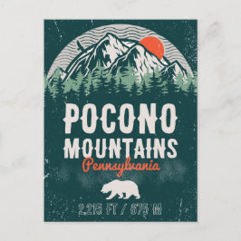 Pocono Berge PA Retro Sunset Souvenirs Postkarte