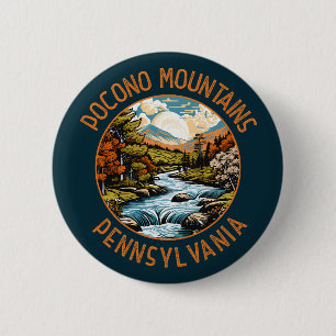 Pocono Berge Pennsylvania Sunset Retro Kunst, Dich Button