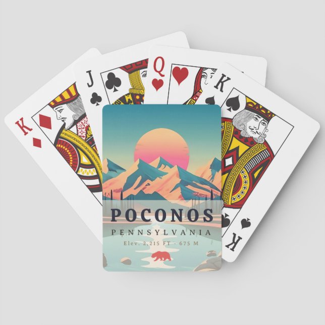 Pocono Berge Pennsylvania Vintag Souvenirs Spielkarten (Rückseite)