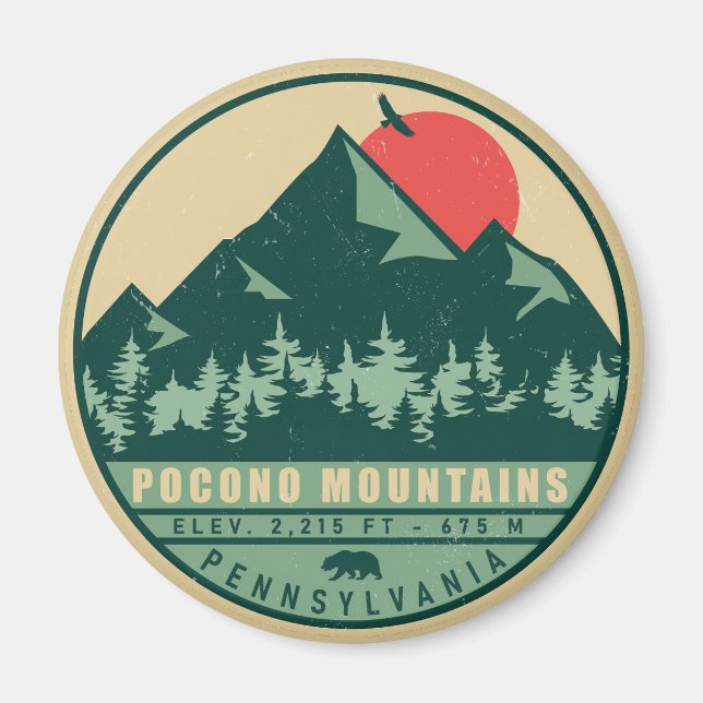 Pocono Berge Pennsylvania Wandern Sonnenuntergang Magnet (Vorne)