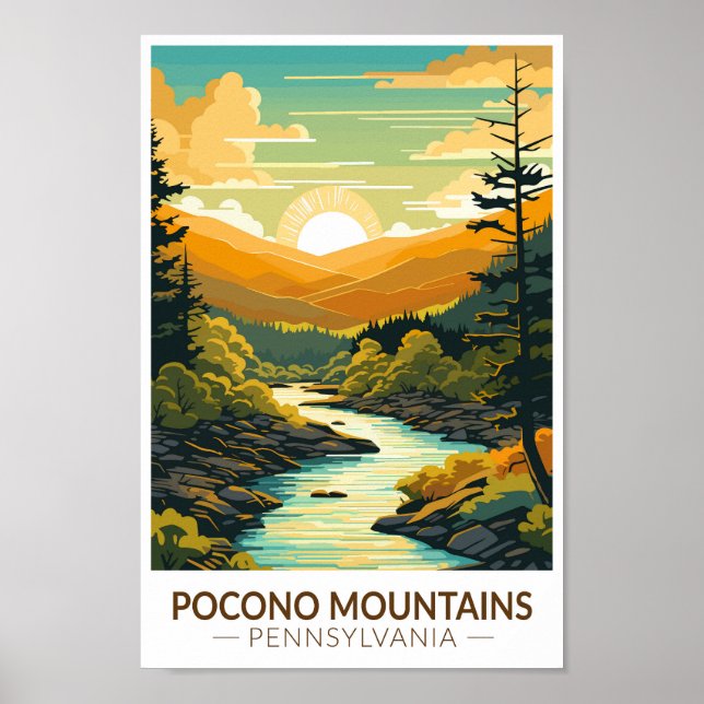 Pocono Berge Pennsylvania Wandern Vintag Poster (Vorne)