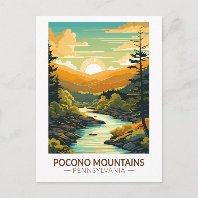 Pocono Berge Pennsylvania Wandern Vintag Postkarte (Vorderseite)