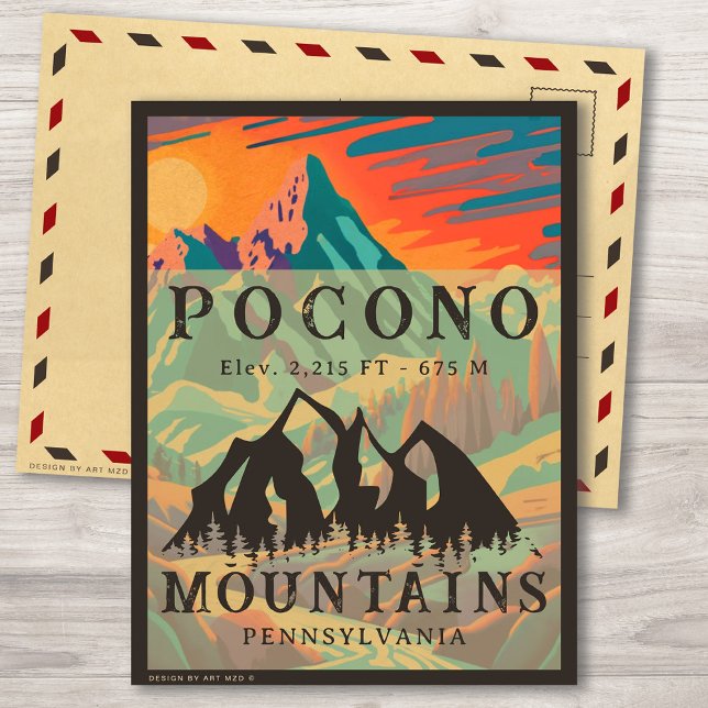 Pocono Mountains Pennsylvania - Retro Souvenirs Postkarte (Von Creator hochgeladen)