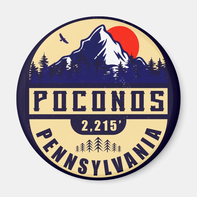 Poconos Berge Pennsylvania Wandern Sonnenuntergang Magnet (Vorne)