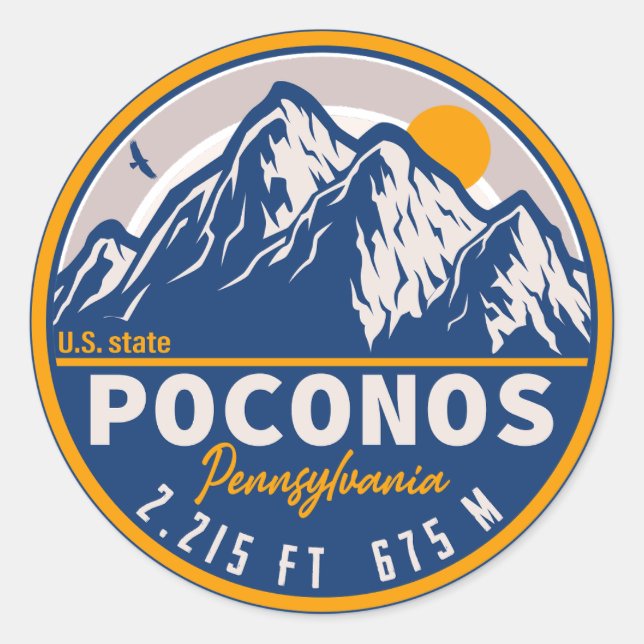 Poconos Berge Pennsylvania Wandern Sonnenuntergang Runder Aufkleber (Vorderseite)