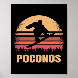 Poconos Pennsylvania Snowboarden Außenbereich Vint Poster