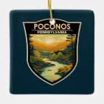 Poconos Pennsylvania Travel Art Vintag Keramikornament<br><div class="desc">Pocono Berge in einem Vektor Art Stil. Die Pocono-Berge,  oder Poconos,  umfassen bewaldete Gipfel,  Seen und Täler in Pennsylvania.</div>