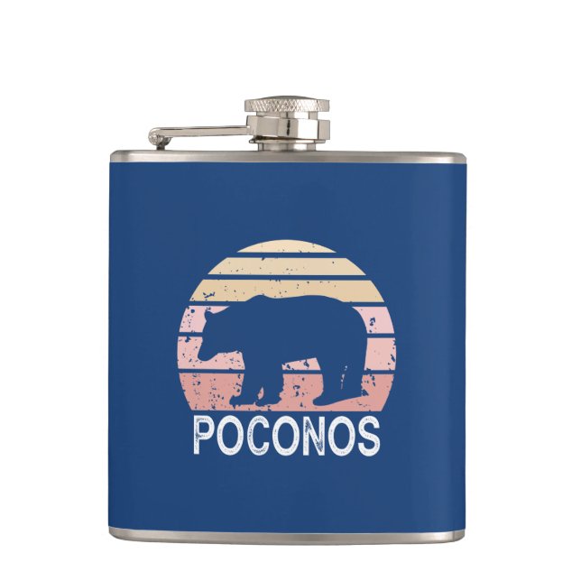 Poconos Retro Bär Flachmann (Vorderseite)