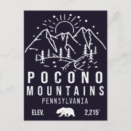 Poconos Retro Pennsylvania Berge Minimalistisch Postkarte