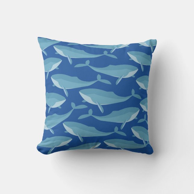 Pod of Whales Schwimmen dunkelblau Kissen (Vorderseite)