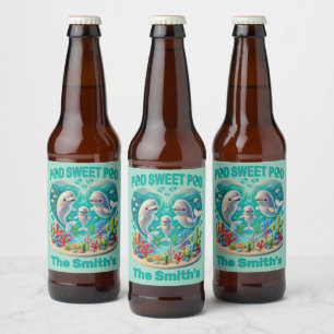"Pod Sweet Pod" Walfamilie Anpassbar Bierflaschenetikett