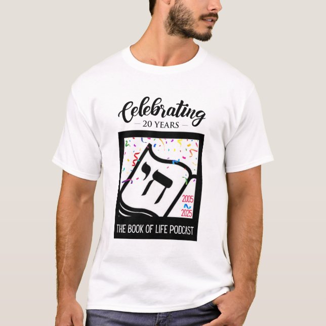 Podcast du livre de la vie T-shirt du 20e annivers (Devant)