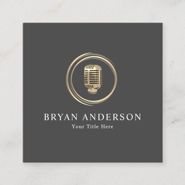 Podcast Host - Old Microphone Business Card Quadratische Visitenkarte (Vorderseite)