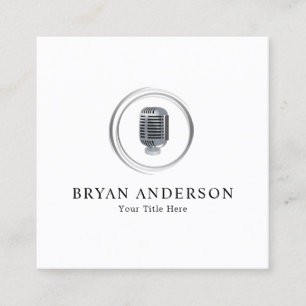 Podcast Host - Old Microphone Business Card Quadratische Visitenkarte