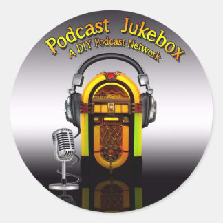Podcast Jukebox Logo-Aufkleber Runder Aufkleber