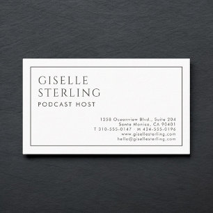 Podcast-Moderator Luxus Minimalist Schwarz Weiß Visitenkarte