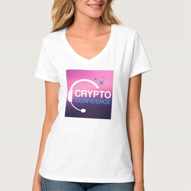 Podcast sur le t-shirt à col V féminin Crypto Conf (Devant)