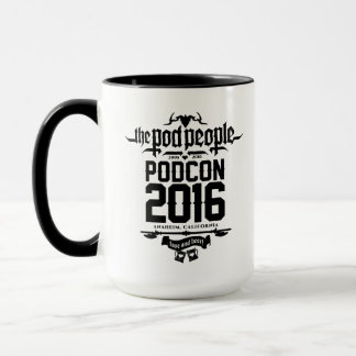 PODCON schwarze vertikale Tassen 2016 und so Logos