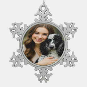 Poddle-Foto hinzufügen Personalisieren Anpassen Schneeflocken Zinn-Ornament