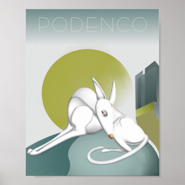 Podenco Dog Art Deco Design Poster (Vorne)
