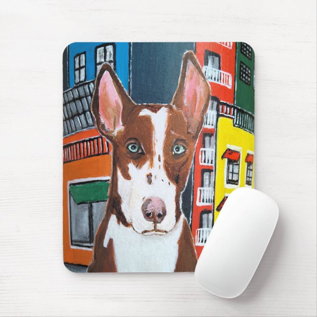 Podenco in Town Gemälde von Alfred Fox Mousepad (Mit Mouse)