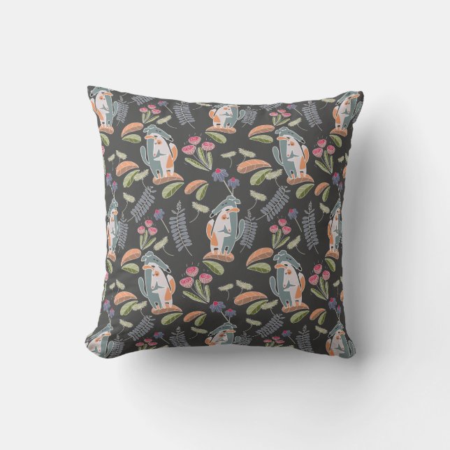 Podenco und Galgo Hunde, florale Holzkohle Kissen (Vorderseite)