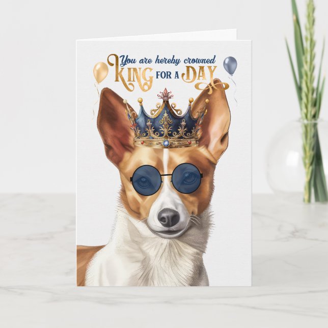 Podengo Dog King für Day Funny Birthday Karte (Vorderseite)