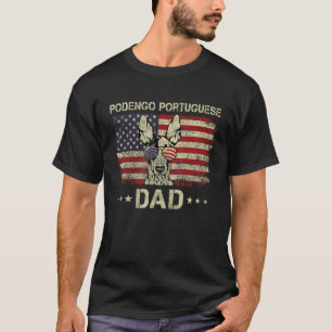 Podengo Portugiesischer Vater Hund American Flag 4 T-Shirt