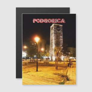 Podgorica - Montenegro - The Clock Tower at Night Magnetkarte