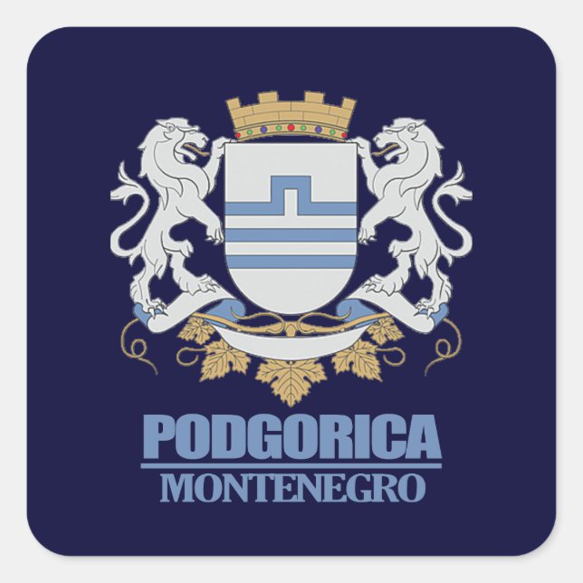 Podgorica-Wappen Quadratischer Aufkleber (Vorderseite)