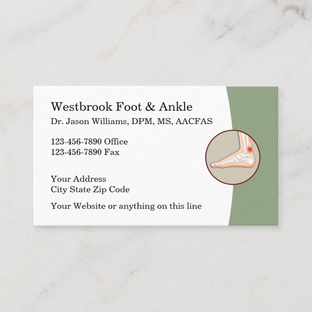 Podiatrist Modern Editable Business Cards Visitenkarte (Vorderseite)