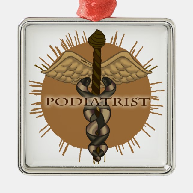 Podiatriste Caduceus Premium Carré Ornement (Devant)