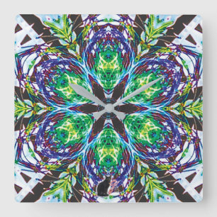 Pods Kaleidoscope Quadratische Wanduhr