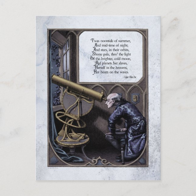 Poe "Abend Star" Steampunk Viktorianische Postkart Postkarte (Vorderseite)