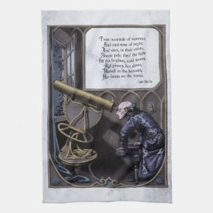 Poe "Abendstern" viktorianisches Kunstgedicht-Teet Küchentuch