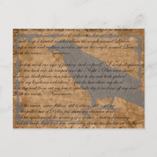 Poe Raven Goth Postcard Postkarte (Vorderseite)