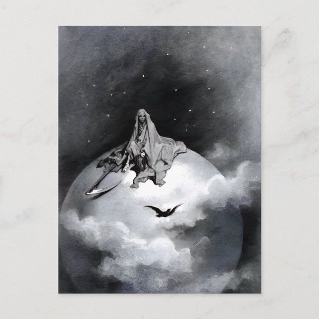 Poe Raven Illustration von Gustave Dore Postkarte (Vorderseite)