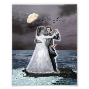 Poe und Annabel Lee über dem Meer hinaus Fotodruck
