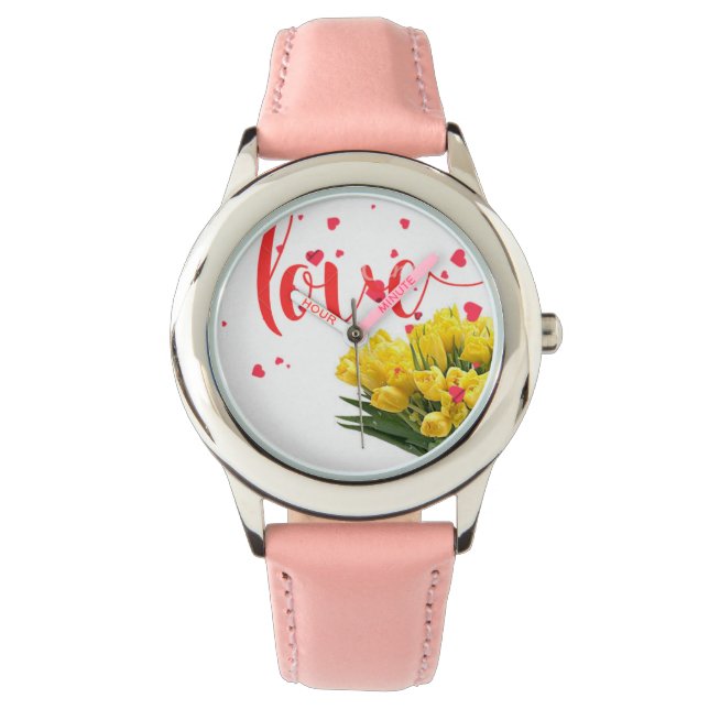 poêle en fleur - Elégante montre florale avec band (devant)