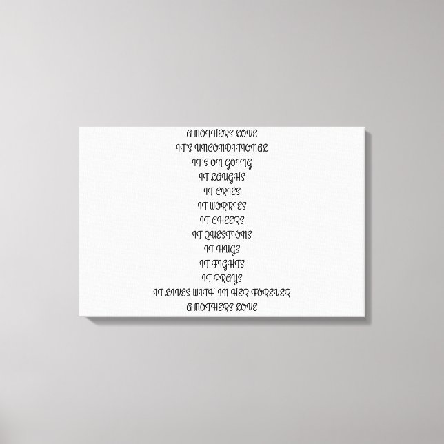 POEM, MUTTER, LIEBE, KIND, UNBEDINGT, FAMILIE LEINWANDDRUCK (Vorderseite)