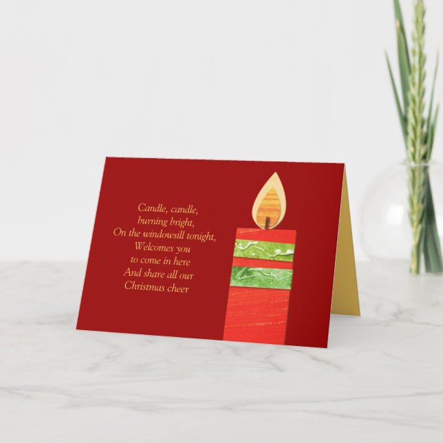 Poème aux bougies Carte rouge de Noël (Devant)